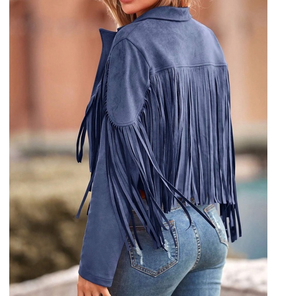 Classic Vegan Suede Open Front Moto Biker Jacket - Picture 7 of 14